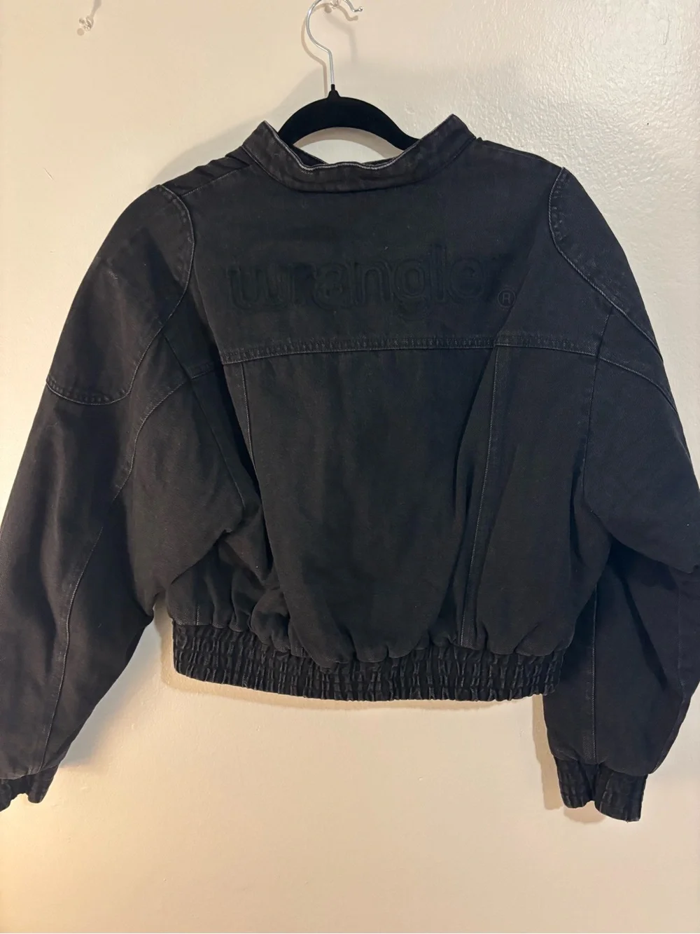 Wrangler Black Bomber-Style Jean Jacket